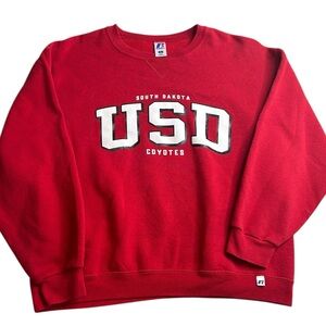 Russell Athletic University of South Dakota Coyotes Crewneck Sweatshirt Red‎ LRG